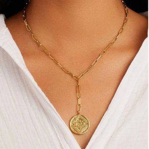 Gorjana Ana Coin Lariat Necklace Gold - New Without Box